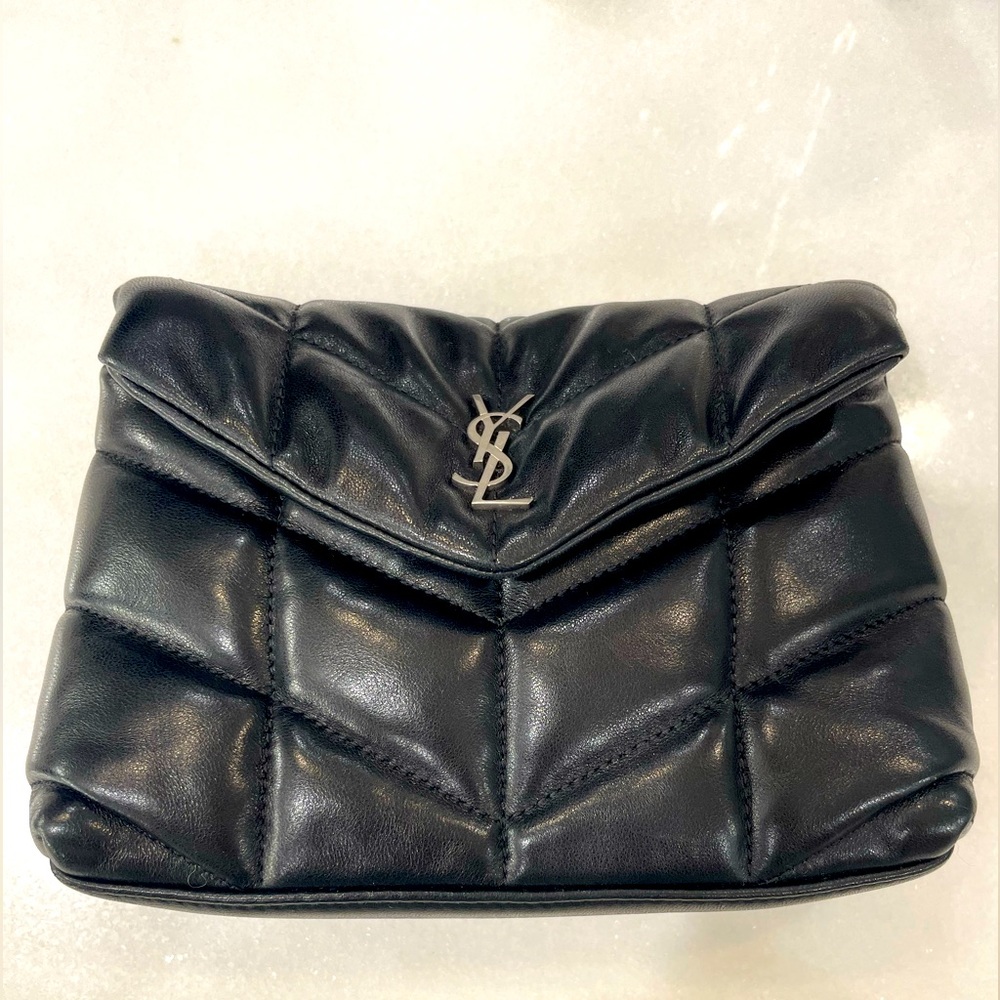 SAINT LAURENT
Loulou YSL Quilted Puffer Pouch Clutch Bag